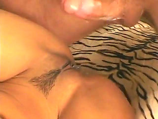 Guy Shoves Big Cock in Petite Latinas Holes