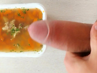 Soup with Own Cum - Flavoring Delivered Food From Restaurant with Own flavor and Tasting It