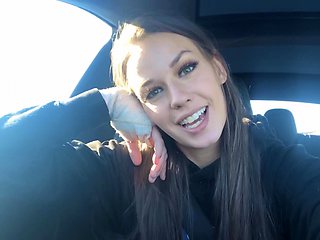 Homemade video of Madi pleasuring her pussy in the car - HD