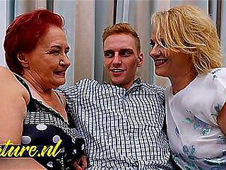 Two Horny Grandma’s Invite a Big Dick Toyboy Over For Some Threesome Fun!