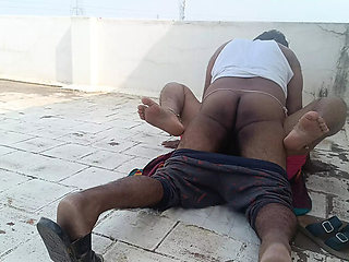 Inba the Maid Cheats on Husband with Unmarried Man on Terrace - Outdoor Fucking & Moaning Orgasm