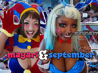 BBW Beauties Mayari & September Share Huge Cock in Pomni & Bunnygirl Cosplays