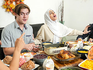 Thanksgiving dinner with Arab young guest