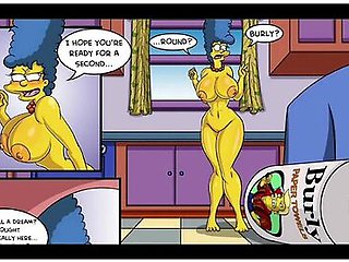 Car Toon - The Simpsons - Marge Erotic Fantasies - 2 Big Cocks In Both Holes Dp Anal