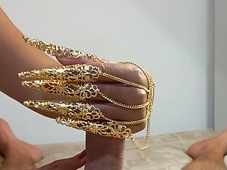 My Golden Predator Claws Make Your Cock Crazy - Handjob Tease & Intense Loud Orgasm POV