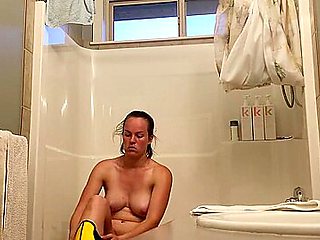 teen 18+ Step mom Amy REAL SPY shower 4A - sweaty after soccer game