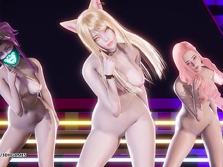 [mmd] Ive - Kitsch Ahri Akali Seraphine Sexy Naked Dance League of Legends Uncensored Hentai 4K 60fps