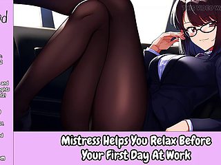 Mistress helps you relax before the first day at work - Erotic audio for men