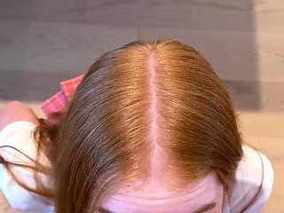 Cute redhead GF cell phone POV blowjob