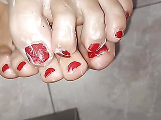 fake cum on feet...foot lovers