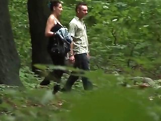 Brunette bitch fucking in the woods