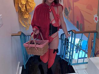 Octavia Red Rides Big Cock as Red Riding Hood for Halloween