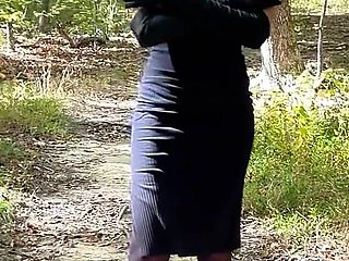 Step-mommy Wears Long Black Gloves in the Park