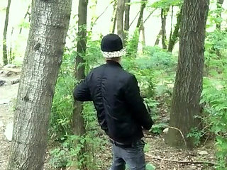 Bad Boy Jerks While Smoking Cigarette in a Forest - Almost Caught - so His Balls Stay Full