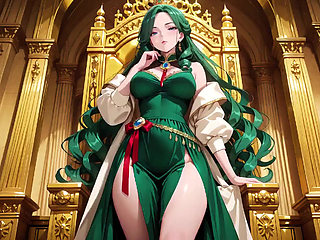 Green Queen on the Golden Throne! Lazy Seduction in a Silk Gown, What Secrets Hide Beneath?
