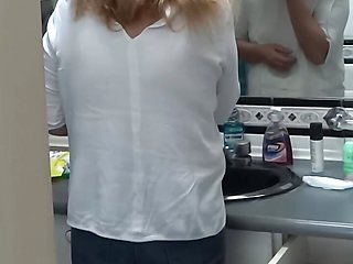 The maid's stepson is very excited and shows me his big cock and I start touching my pussy