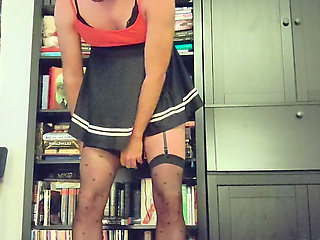 Chastity sissy humiliation - anal hook attached to ceiling