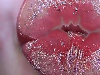 Glamour Girl Kiss with Sweet Shiny Juicy Lips