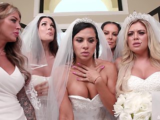 Brides swap the same dick between their tight holes in insane positions