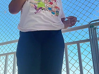 Chubby Latina Balcony Fart Session Thick Ass Releasing Loud Stinky Farts Outdoor