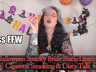 Halloween Spooky Bride Black-lipstick Cigarette Smoking Dirty Talk