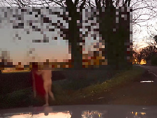 Naked with my bum in the air when the van passes
