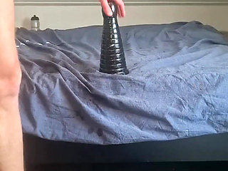 Solo Gay Twink Takes Huge Pyramid Dildo - Extreme Anal Stretching