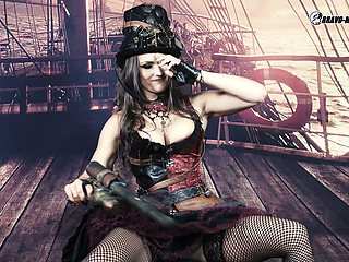 400 Barbara Bieber as Pirate Girl in Ship Cosplay Steampunk Costume