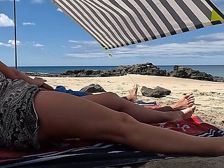 Seduced Stepdad While We Were Together on the Public Beach