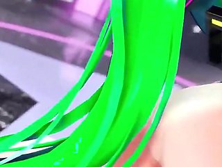 Hatsune Miku Huge Boobs Undress Dance Hentai Vocaloid Bibbidiba Song Mmd 3D Green Hair Color Edit Smixix