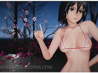 Mmd R18 4k Uhd Forest Green Bikini Mikasa Ackerman - Baam - 1074