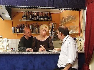 Nasty German blonde spanked and hard in the bar