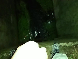Night Cumshot to the River Canal - Wearing Camo Pants