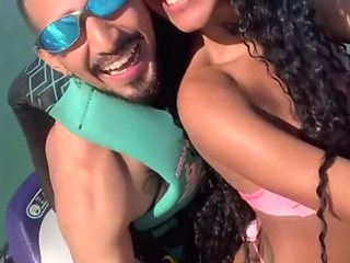 Brazilian brunette impaled her pussy on a dick during a fun ride on a jet ski.