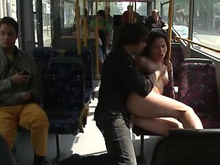 Sexy babe fucked in bus and park