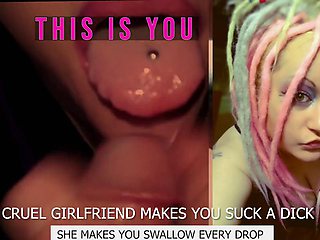 CampSissybois Cruel Girlfriend Commands Dick Sucking and Cum Swallow