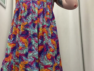 Striptease in a Shop as I Get Naked to Try on Dresses and a Bikini Top