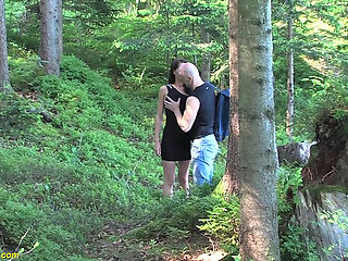 Horny German couple fucks wild in the forest