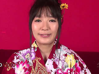 Chiharu's Sexy Kimono Seduction Ends with Ecstatic Asian Creampie Threesome