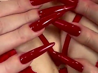 Red Long Nails and Red Lips