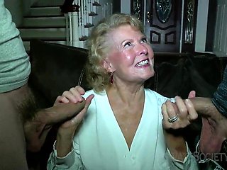 Old Ugly Granny Gets 2 Dicks - amateur handjob and oral sex