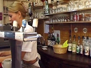 Petite French Waitress Pounded in Gang Bang Show