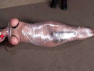 Indica Flower: Bound and Gagged in Cling Wrap with Vibrator