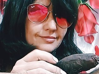 Slut Wife Blowjob closeup with sunglasses