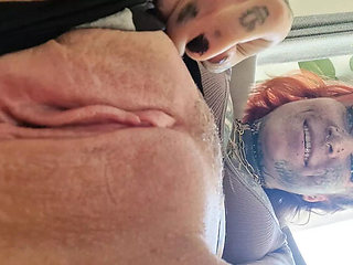 BaleaTheScarleg Fingering Her Wet Hairy Pussy Solo - Goth Redhead MILF Masturbation Close-Up