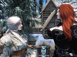 Serana and Ciri compete in a size growth challenge (Part 1) - Skyrim giantess showdown