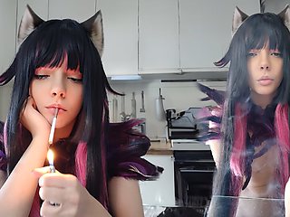 Succubus Egirl smoking in your kitchen (ask me for full vid)