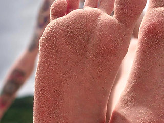 Worship My Feet on Public Beach and Get My Permission to Cum
