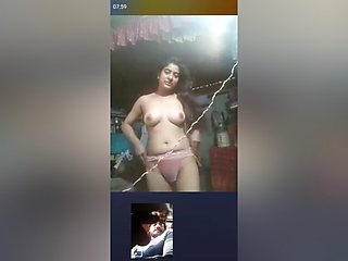 Today Exclusive -cute Desi Chick Showing Her Boobs And Pussy On Vc 6