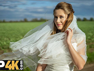 Bride Cheats on Wedding Day with Stranger in Car - Natural Tits & Pussy Exposed